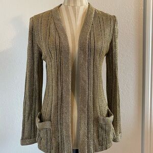70s Vintage Metallic Sparkly Gold Cardigan Medium